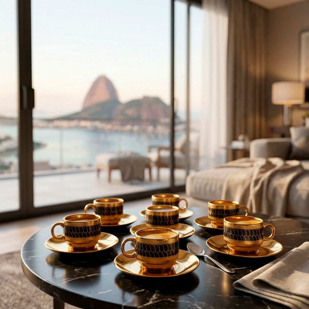 Conjunto Noir Scale 6 Peças Porcelana Preta Espelhada