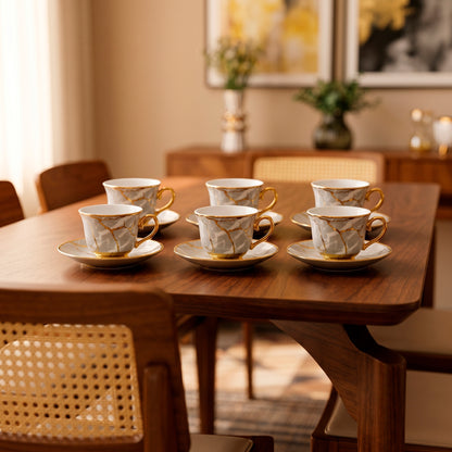 Conjunto Marble Grey 6 Peças Porcelana Mármore Cinza