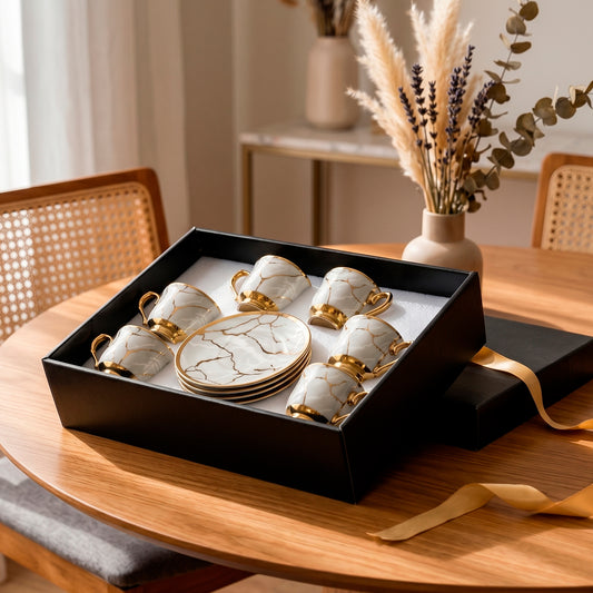 Conjunto Marble Grey 6 Peças Porcelana Mármore Cinza