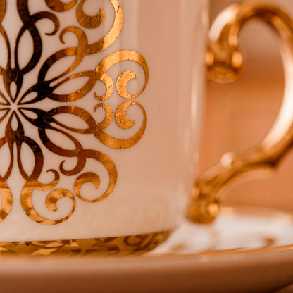 Conjunto Golden Leaves Porcelana Branca Folhagens